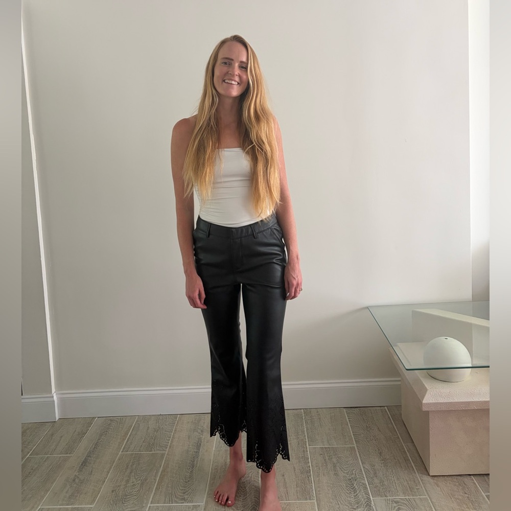 Black Women's Faux Leather Flare Jeans